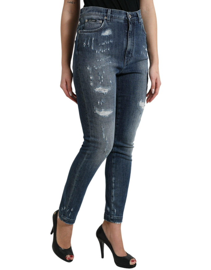 Dolce & Gabbana Dark Blue Distressed GRACE Skinny Denim Jeans - Ellie Belle