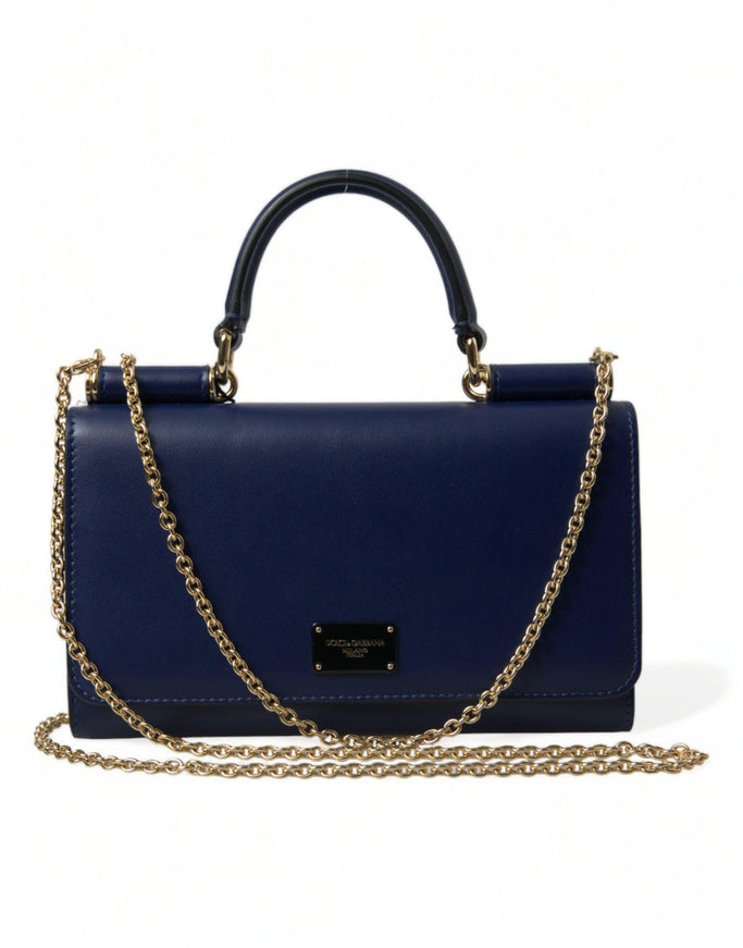 Dolce & Gabbana Dark Blue Leather Crossbody Phone Shoulder Bag - Ellie Belle