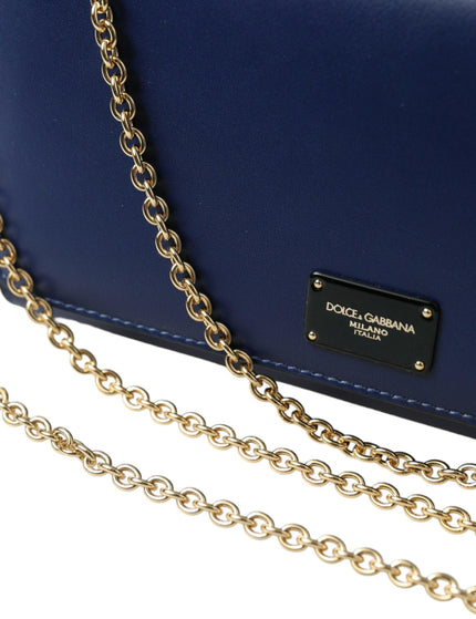 Dolce & Gabbana Dark Blue Leather Crossbody Phone Shoulder Bag - Ellie Belle