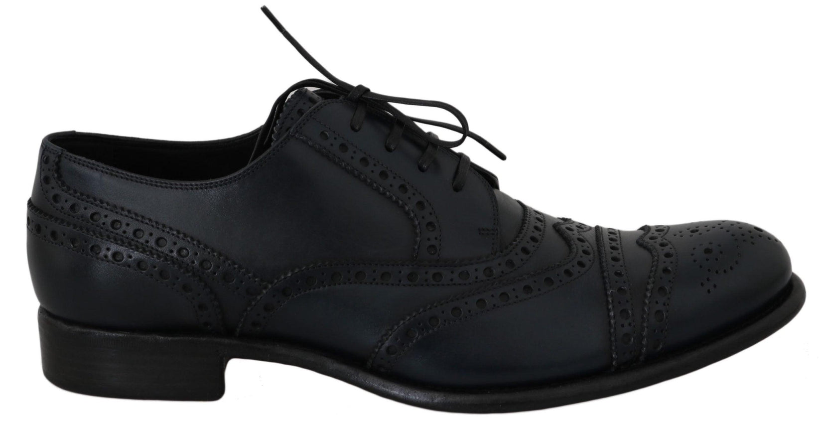 Dolce & Gabbana Dark Blue Leather Wingtip Oxford Dress Shoes - Ellie Belle