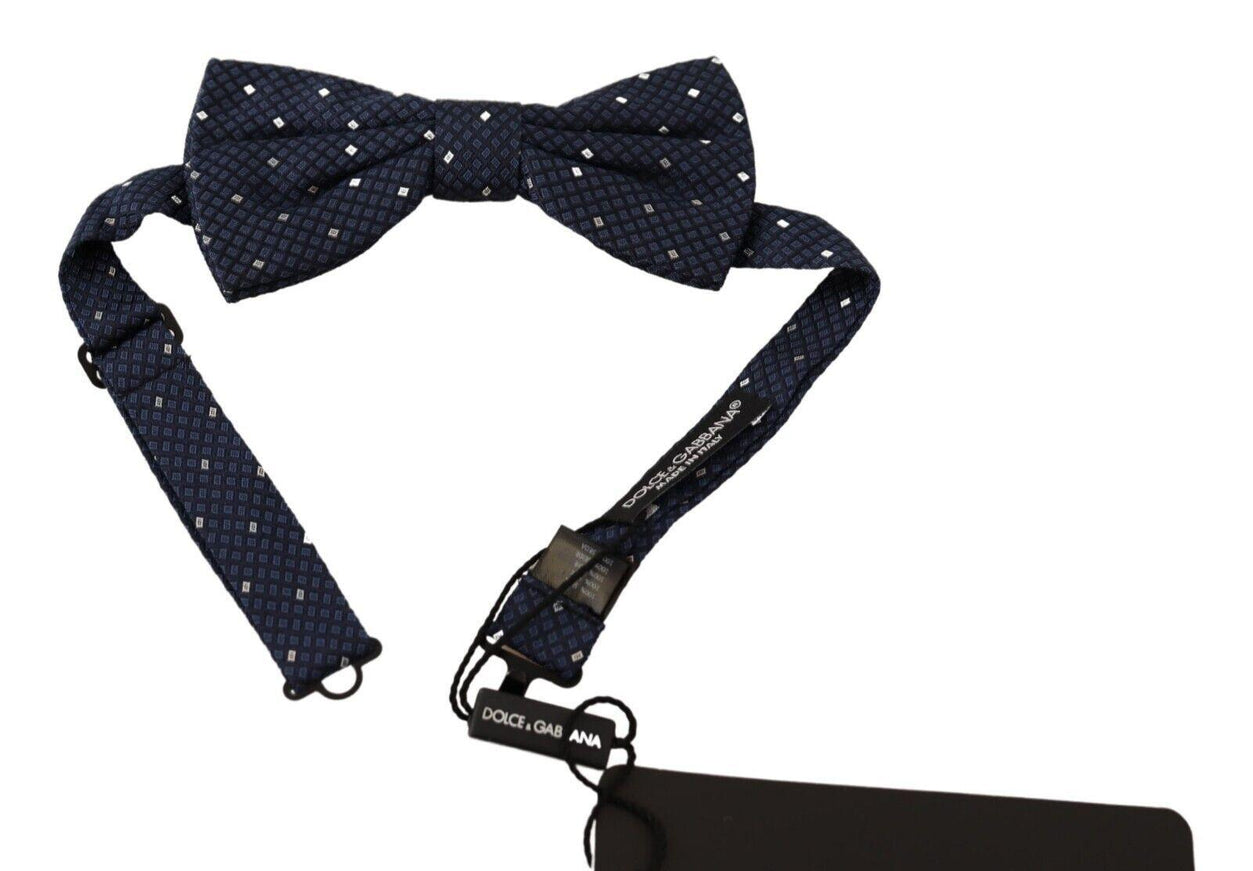 Dolce & Gabbana Dark Blue Patterned Adjustable Neck Papillon Bow Tie - Ellie Belle