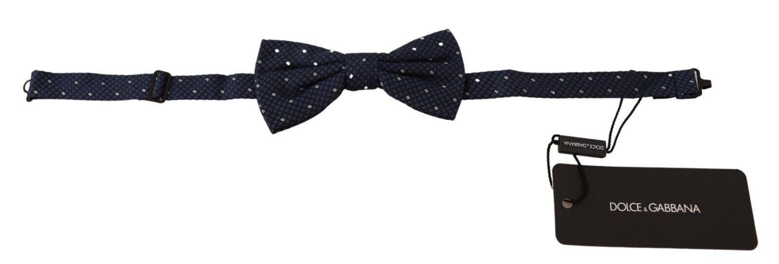 Dolce & Gabbana Dark Blue Patterned Adjustable Neck Papillon Bow Tie - Ellie Belle