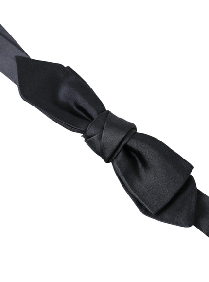 Dolce & Gabbana Dark Blue Silk Satin Adjustable Neck Men Papillon Bow Tie - Ellie Belle