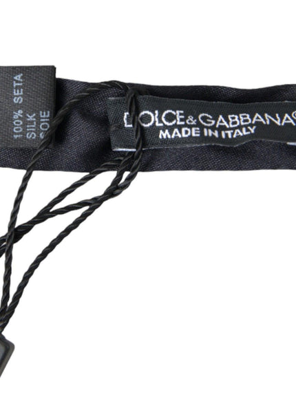 Dolce & Gabbana Dark Blue Silk Satin Adjustable Neck Men Papillon Bow Tie - Ellie Belle