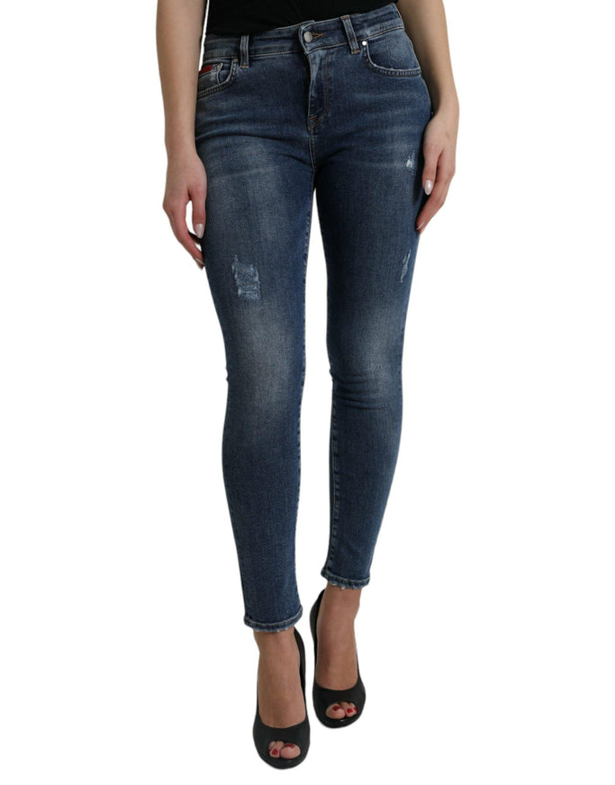 Dolce & Gabbana Dark Blue Washed Skinny Mid Waist Denim Jeans - Ellie Belle