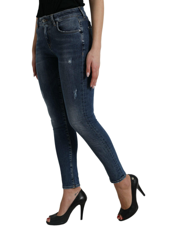 Dolce & Gabbana Dark Blue Washed Skinny Mid Waist Denim Jeans - Ellie Belle