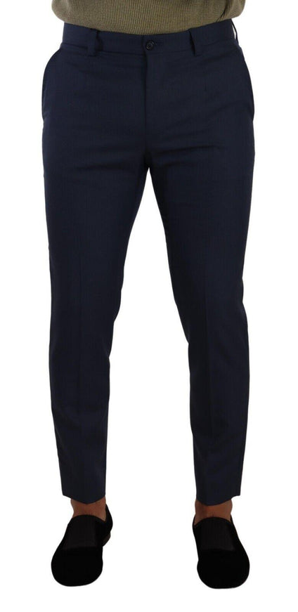 Dolce & Gabbana Dark Blue Wool Skinny Formal Dress Pants - Ellie Belle