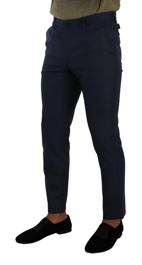 Dolce & Gabbana Dark Blue Wool Skinny Formal Dress Pants - Ellie Belle