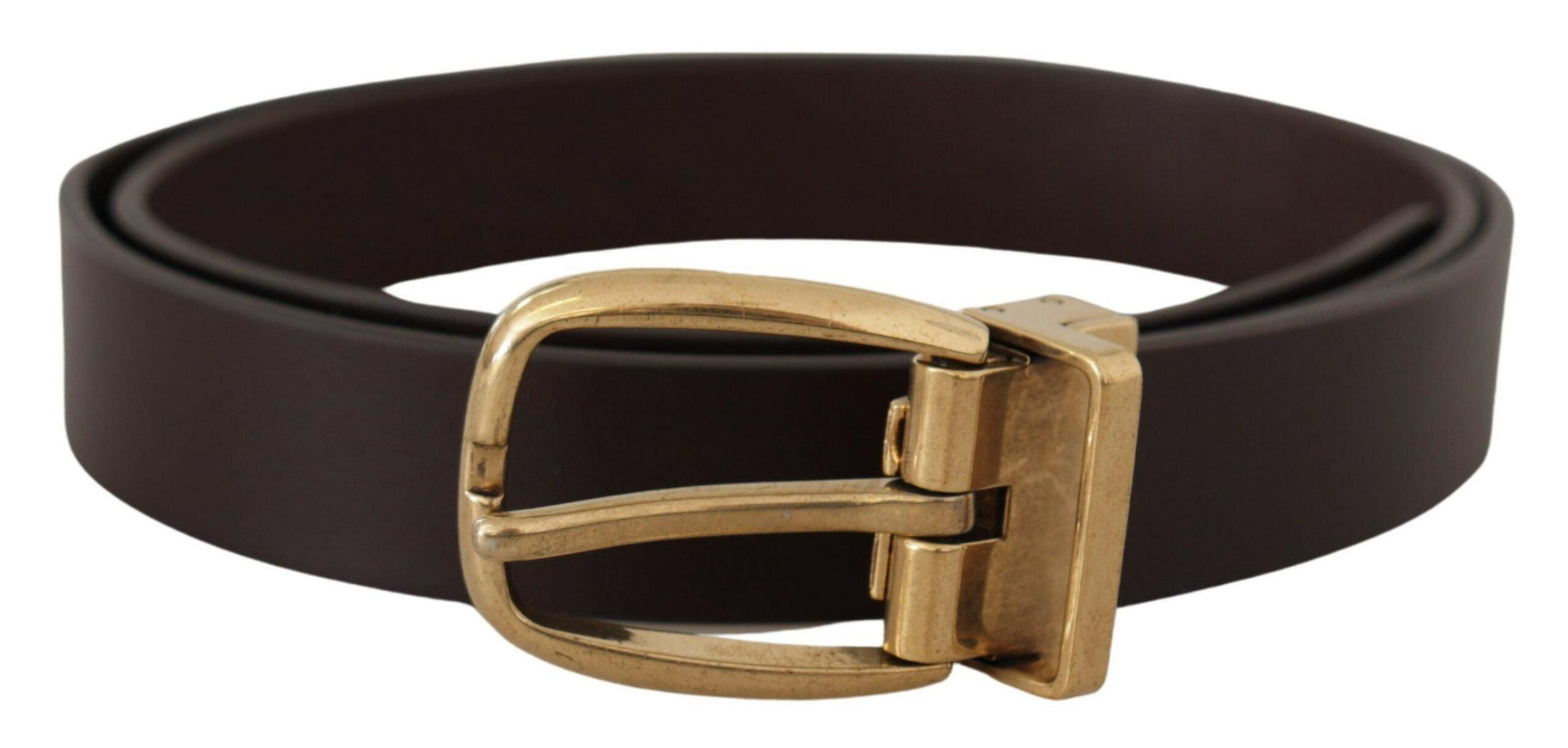 Dolce & Gabbana Dark Brown Calf Leather Gold Tone Metal Buckle - Ellie Belle