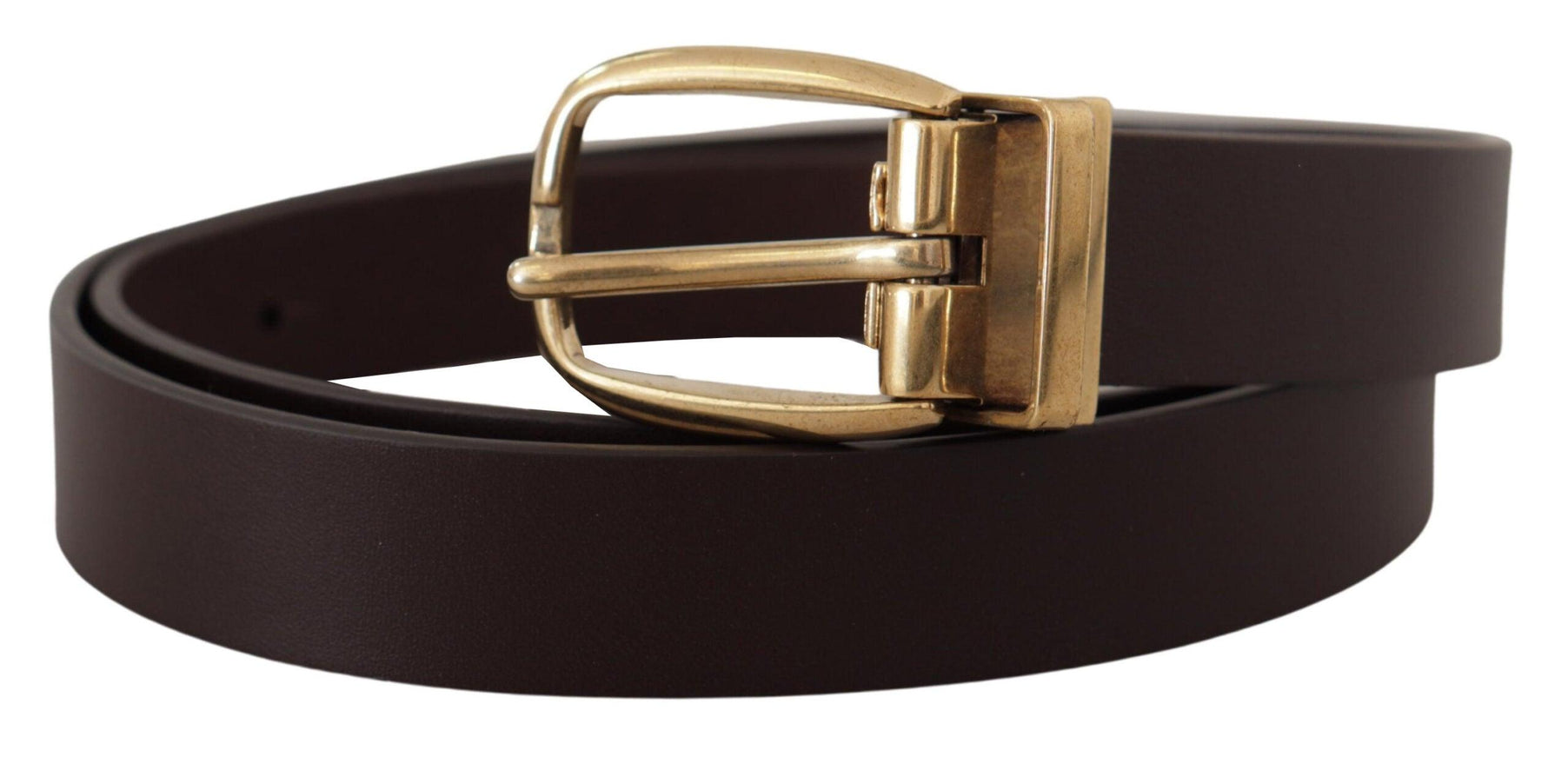 Dolce & Gabbana Dark Brown Calf Leather Gold Tone Metal Buckle - Ellie Belle