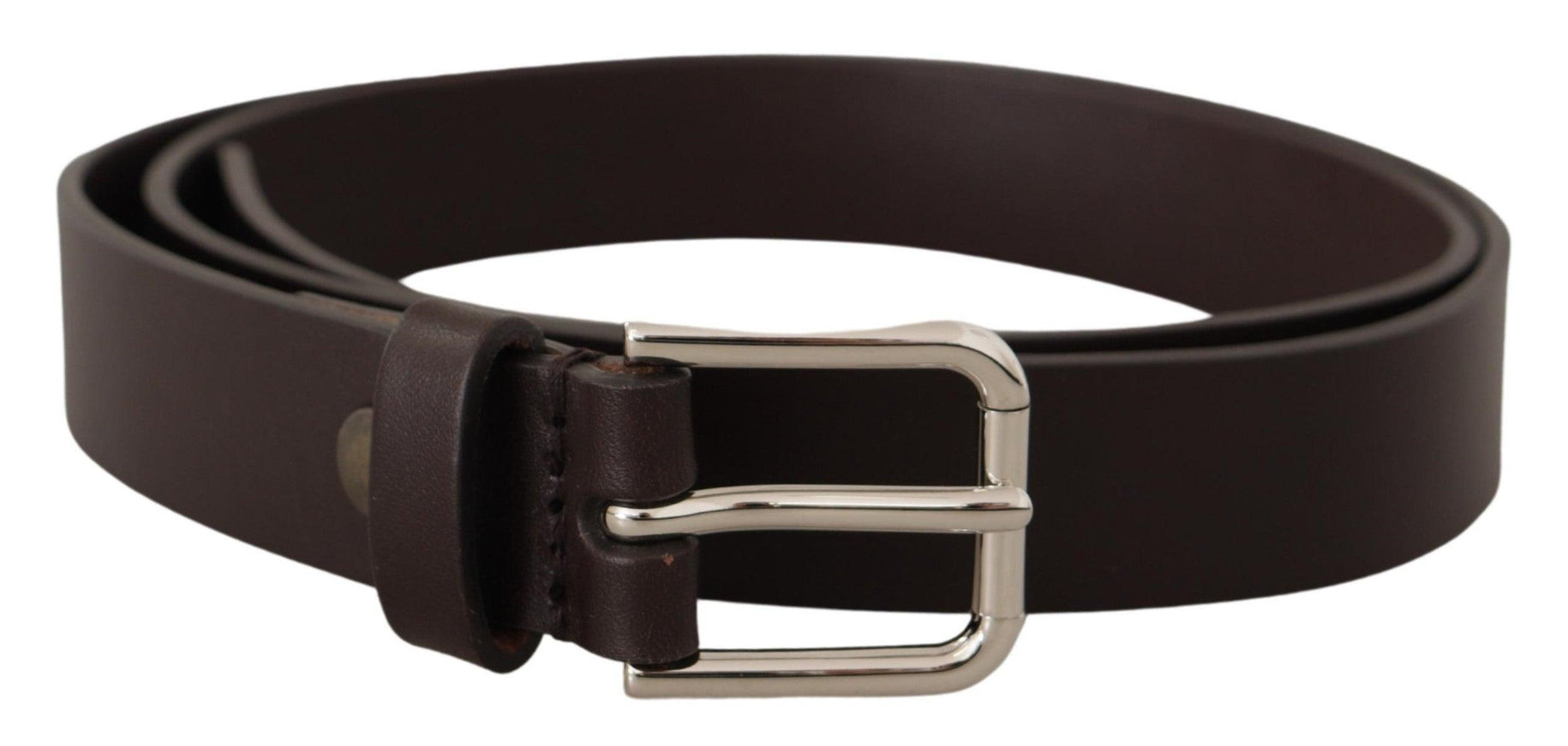 Dolce & Gabbana Dark Brown Calf Leather Logo Metal Buckle Belt - Ellie Belle