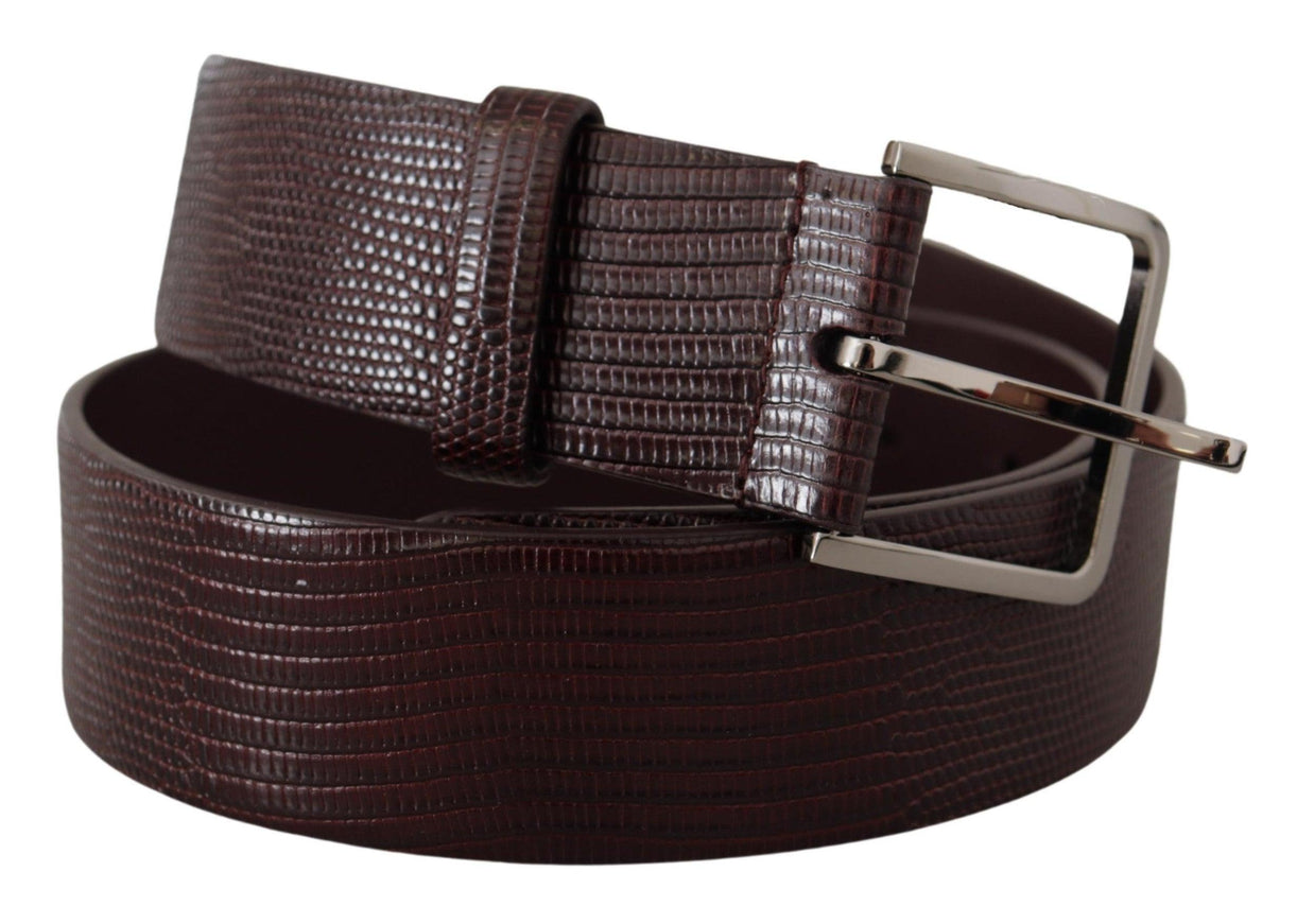 Dolce & Gabbana Dark Brown Calf Leather Silver Logo Metal Buckle Belt - Ellie Belle