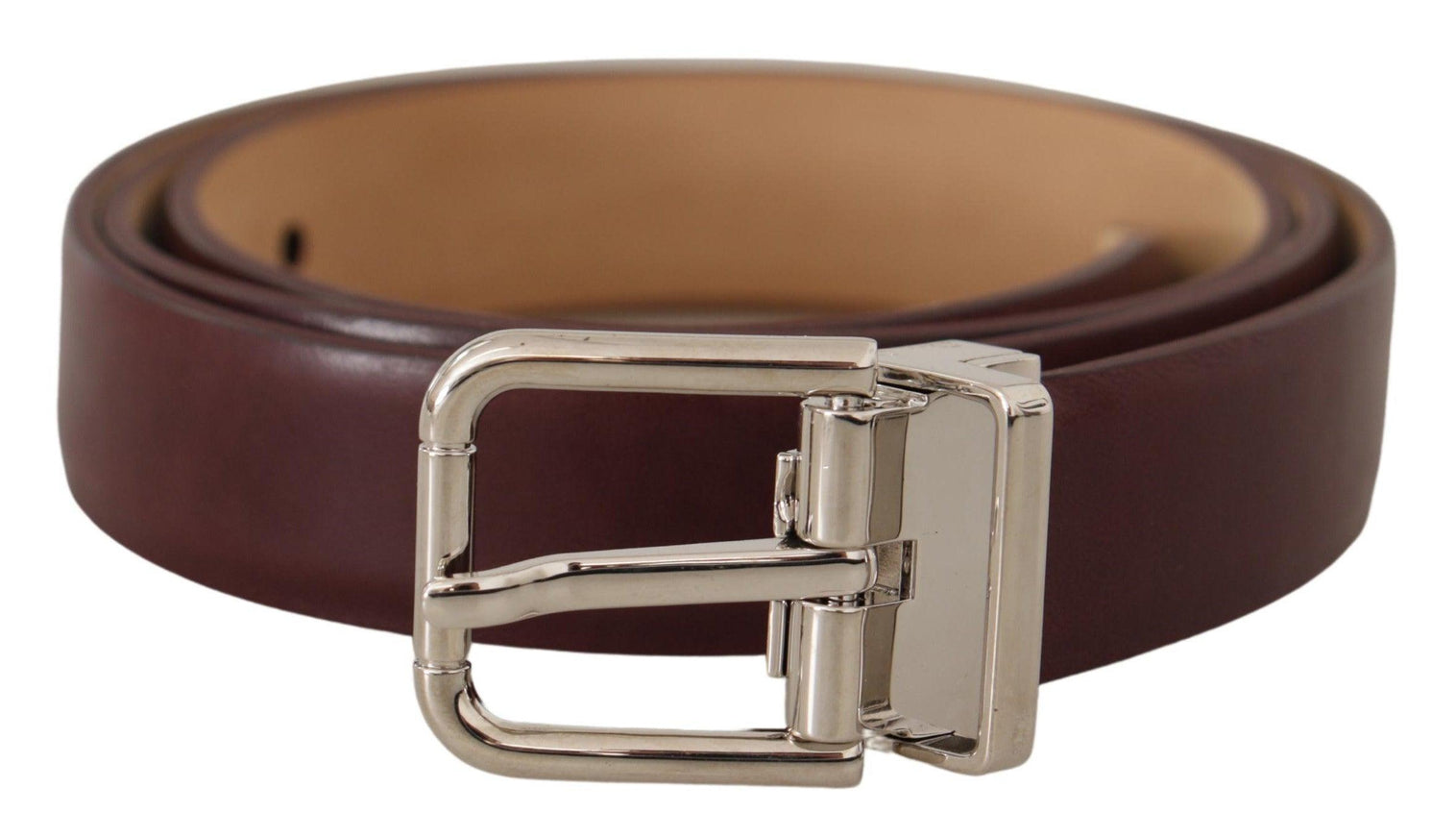 Dolce & Gabbana Dark Brown Calf Leather Silver Metal Buckle Belt - Ellie Belle