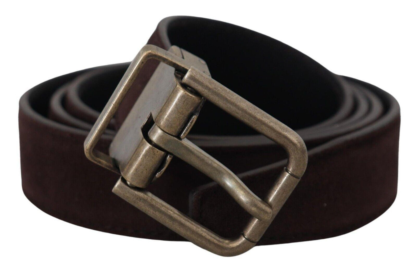 Dolce & Gabbana Dark Brown Leather Antique Metal Buckle Men Belt - Ellie Belle