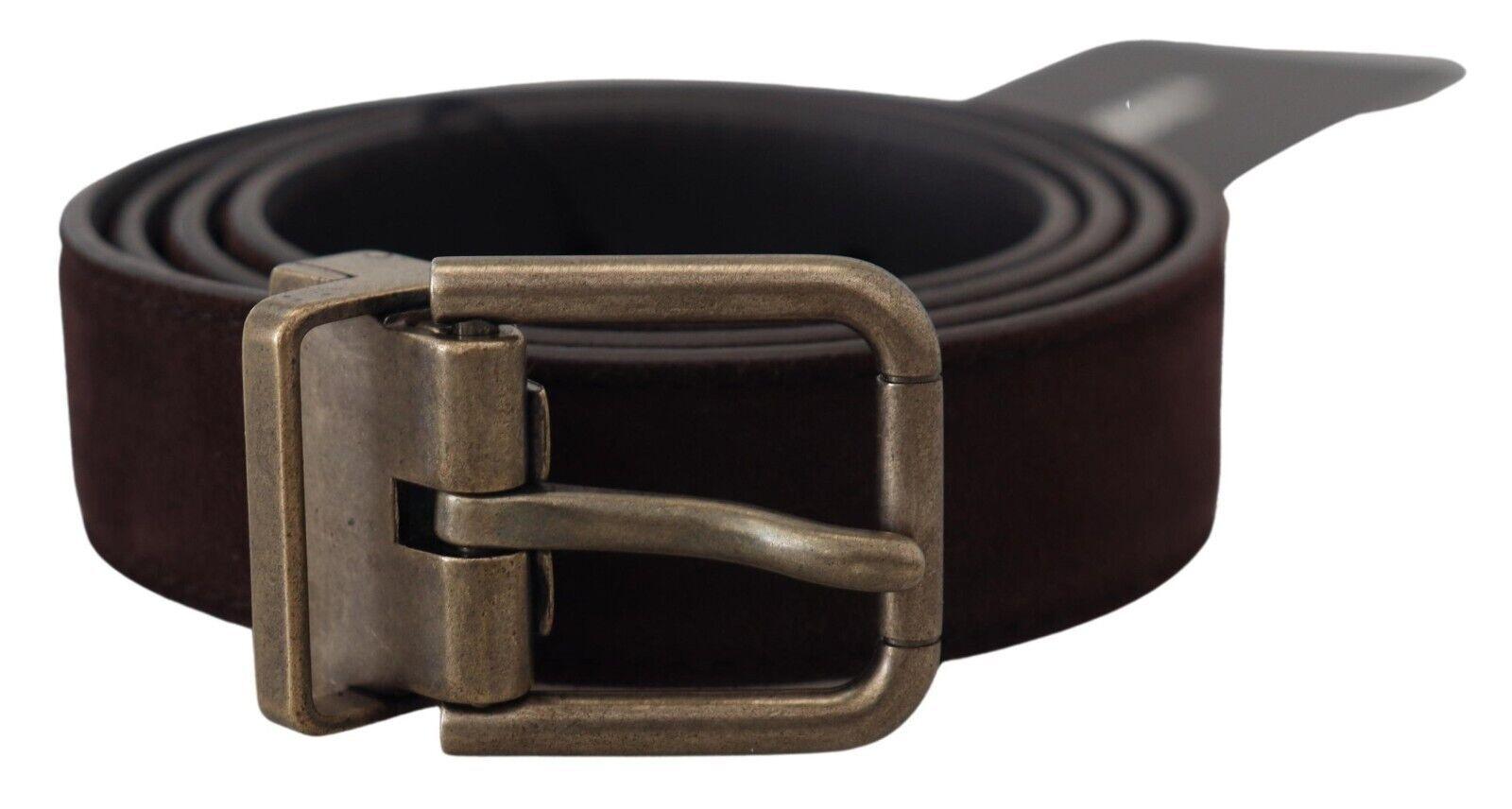 Dolce & Gabbana Dark Brown Leather Antique Metal Buckle Men Belt - Ellie Belle