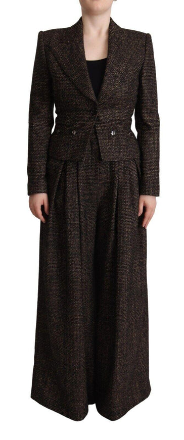 Dolce & Gabbana Dark Brown Wool Single Breasted 2 Pc Jacket Pants - Ellie Belle