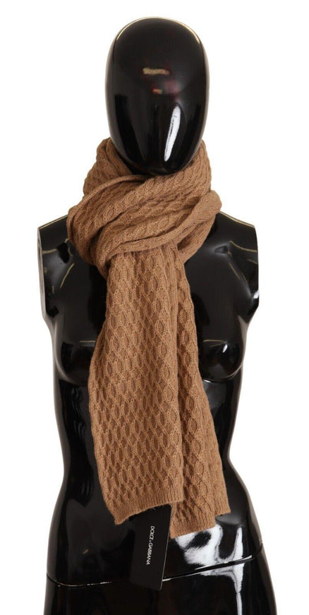 Dolce & Gabbana Dark Brown Wrap Shawl Knitted Camel Scarf - Ellie Belle