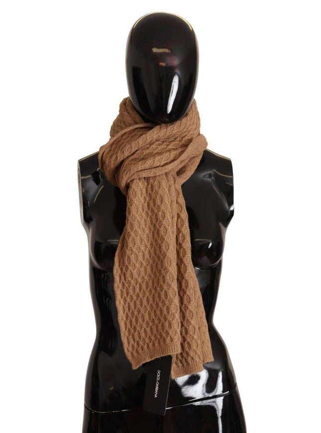 Dolce & Gabbana Dark Brown Wrap Shawl Knitted Camel Scarf - Ellie Belle