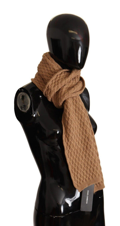 Dolce & Gabbana Dark Brown Wrap Shawl Knitted Camel Scarf - Ellie Belle