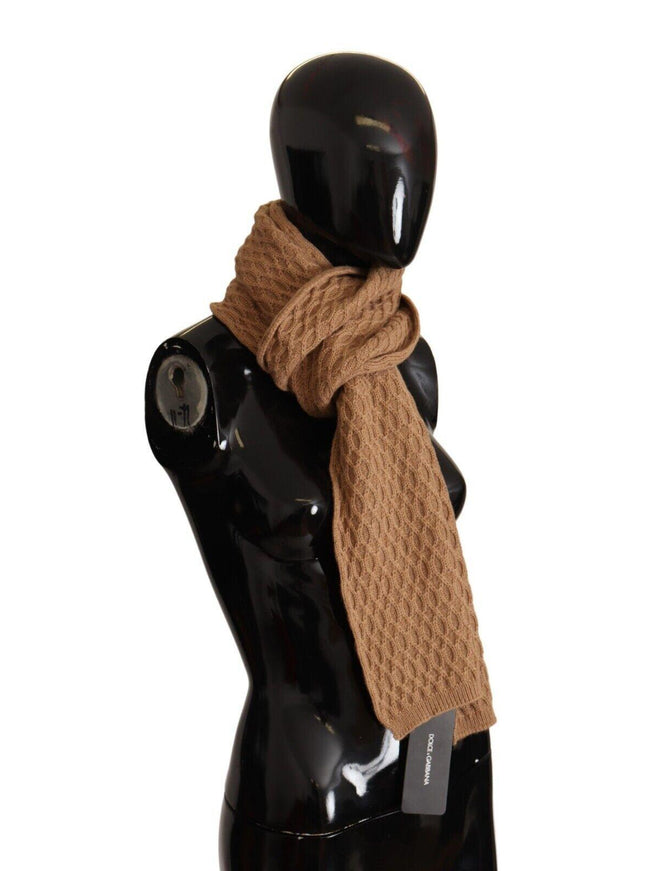 Dolce & Gabbana Dark Brown Wrap Shawl Knitted Camel Scarf - Ellie Belle