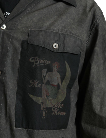 Dolce & Gabbana Dark Gray Cotton Collared Long Sleeves Shirt - Ellie Belle