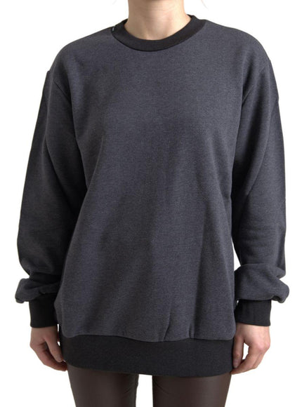 Dolce & Gabbana Dark Gray Cotton Crew Neck Pullover Sweater