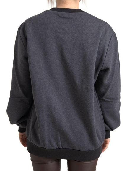 Dolce & Gabbana Dark Gray Cotton Crew Neck Pullover Sweater