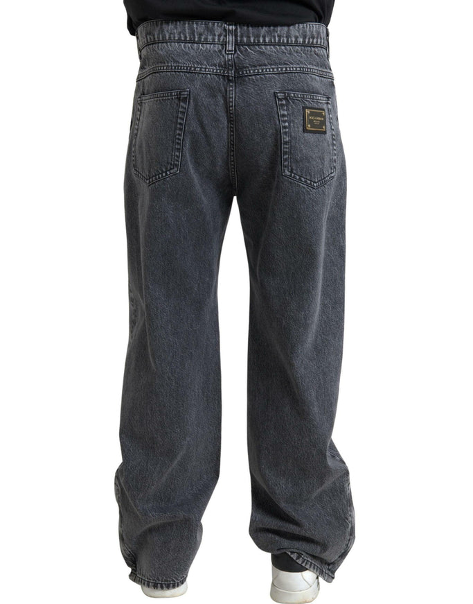 Dolce & Gabbana Dark Gray Cotton Straight Fit Men Denim Jeans - Ellie Belle