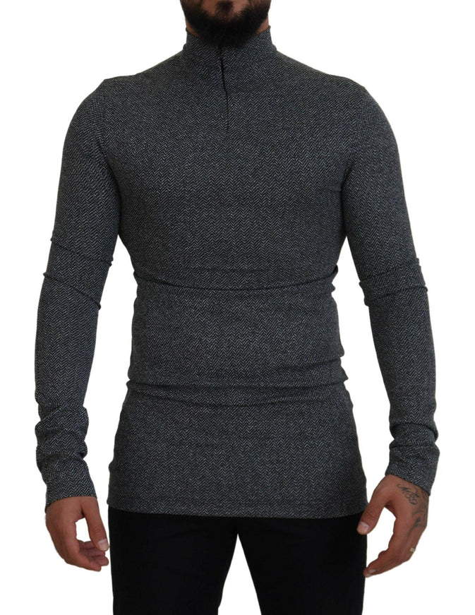 Dolce & Gabbana Dark Gray Nylon Turtleneck Pullover Sweater - Ellie Belle