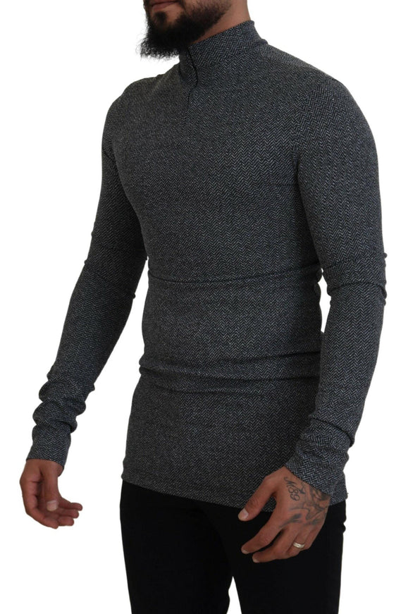 Dolce & Gabbana Dark Gray Nylon Turtleneck Pullover Sweater - Ellie Belle