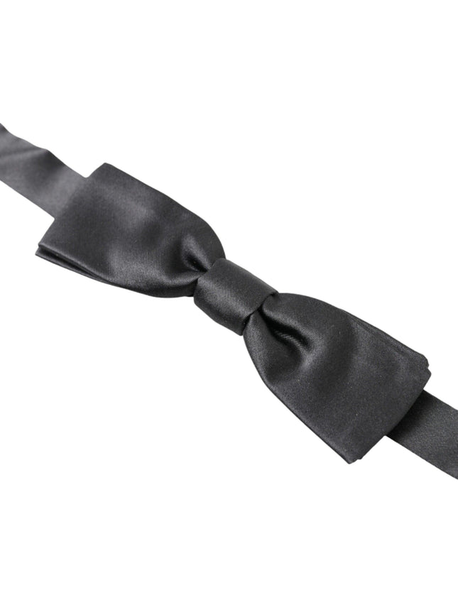 Dolce & Gabbana Dark Gray Silk Adjustable Neck Men Papillon Bow Tie - Ellie Belle
