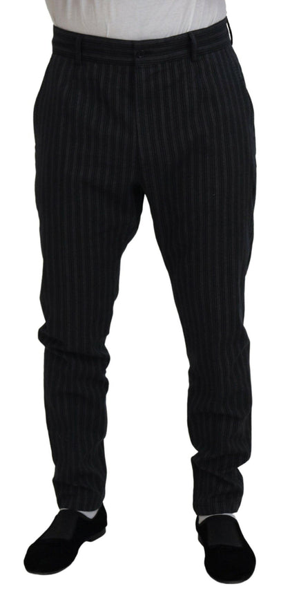 Dolce & Gabbana Dark Gray Stripes Chino Dress Pants - Ellie Belle