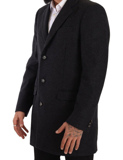 Dolce & Gabbana Dark Gray Wool Over Trench Coat Men Jacket - Ellie Belle