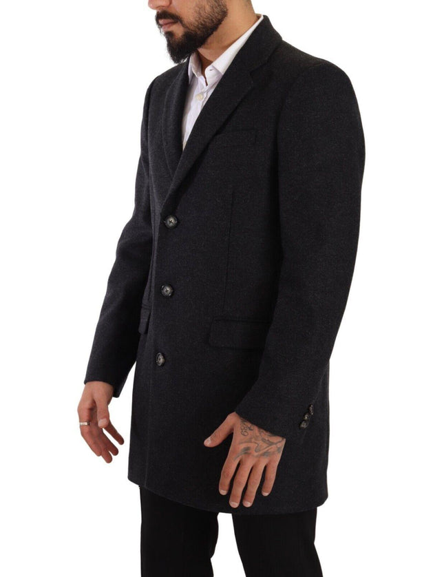 Dolce & Gabbana Dark Gray Wool Over Trench Coat Men Jacket - Ellie Belle