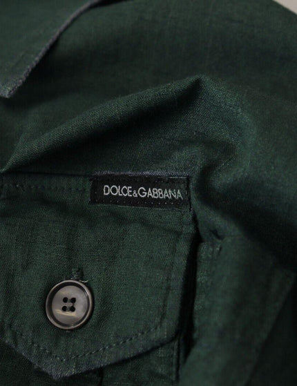 Dolce & Gabbana Dark Green Button Down Long Sleeves Shirt - Ellie Belle