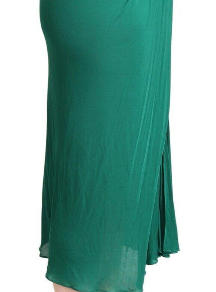 Dolce & Gabbana Dark Green High Waist Midi Pencil Cut Pleated Skirt