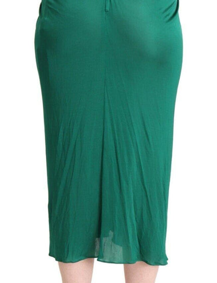 Dolce & Gabbana Dark Green High Waist Midi Pencil Cut Pleated Skirt - Ellie Belle