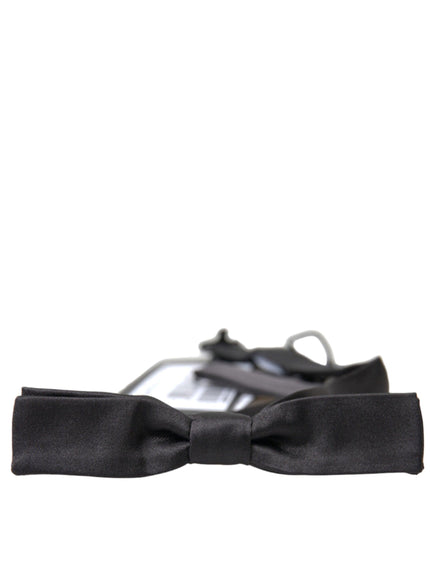 Dolce & Gabbana Dark Grey Silk Adjustable Neck Men Papillon Bow Tie - Ellie Belle