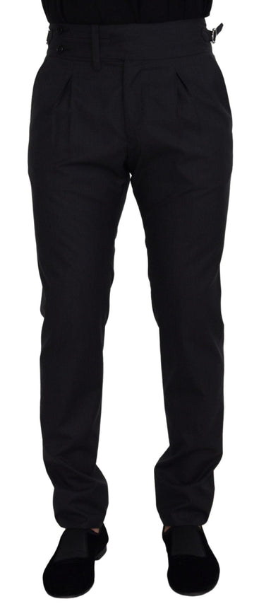 Dolce & Gabbana Dark Grey Solid Men Formal Pants - Ellie Belle