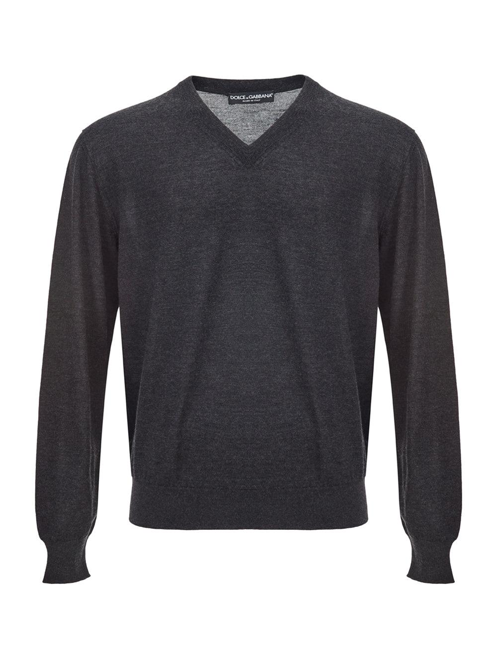 Dolce & Gabbana Dark Grey V-Neck Cashmere Sweater - Ellie Belle