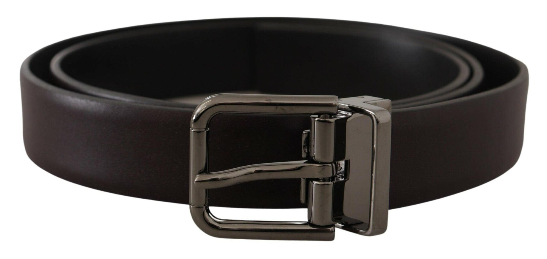 Dolce & Gabbana Dark Purple Leather Box Borchia Metal Buckle Belt - Ellie Belle