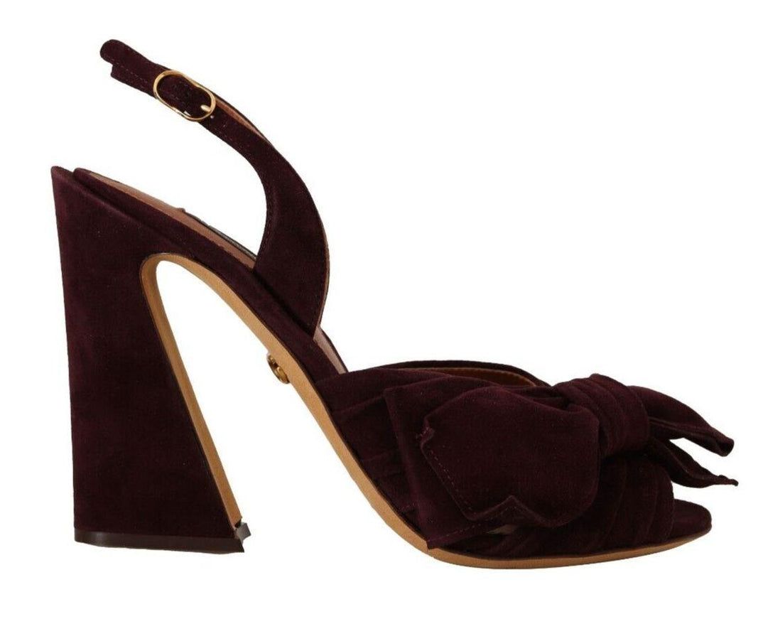 Dolce & Gabbana Dark Purple Suede Ankle Strap Sandals Shoes - Ellie Belle