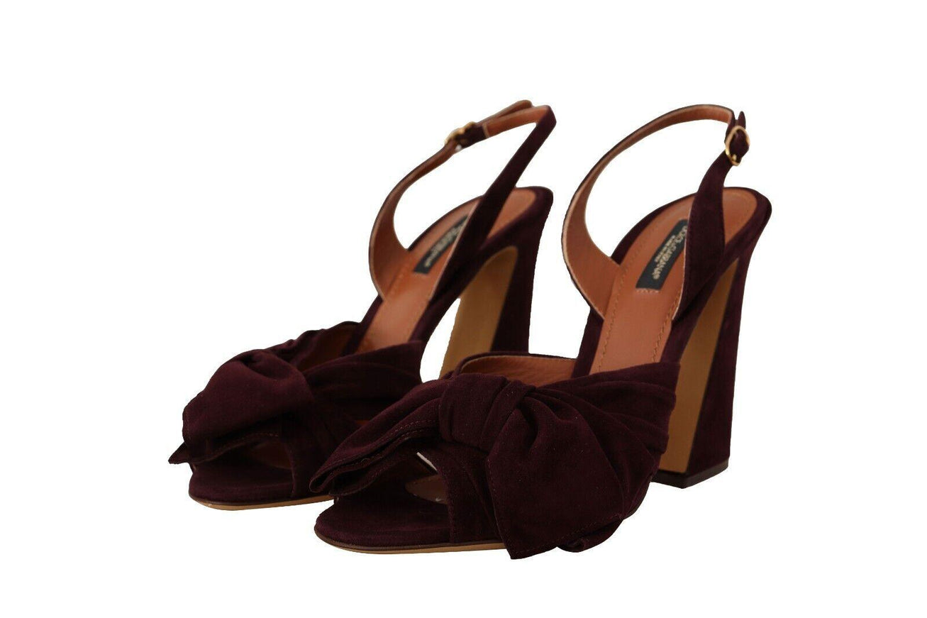 Dolce & Gabbana Dark Purple Suede Ankle Strap Sandals Shoes - Ellie Belle