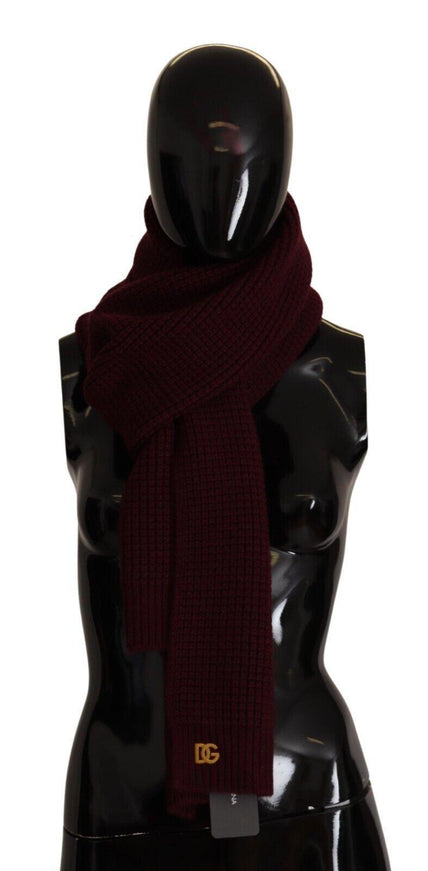 Dolce & Gabbana Dark Red Cashmere Logo Wrap Shawl Knitted Scarf - Ellie Belle