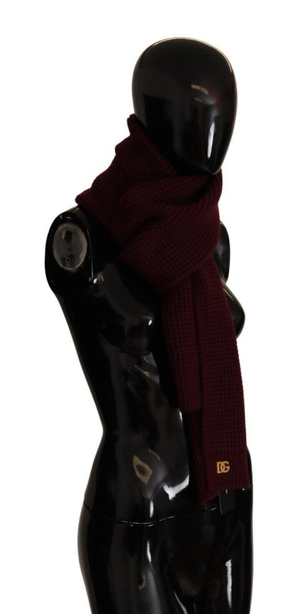 Dolce & Gabbana Dark Red Cashmere Logo Wrap Shawl Knitted Scarf - Ellie Belle