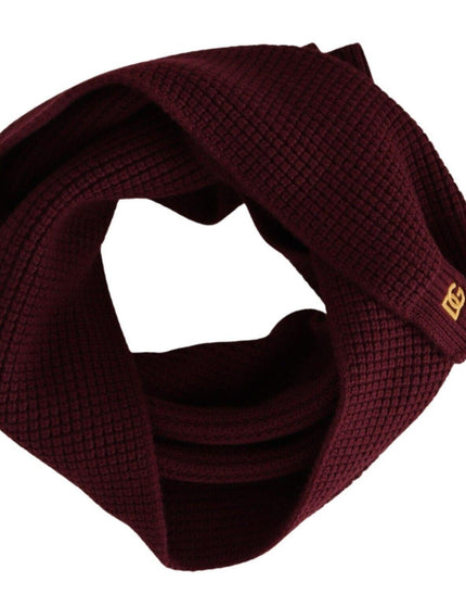 Dolce & Gabbana Dark Red Cashmere Logo Wrap Shawl Knitted Scarf - Ellie Belle