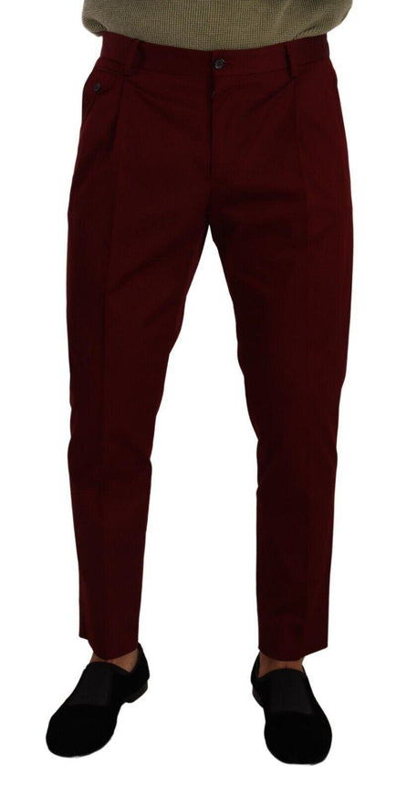 Dolce & Gabbana Dark Red Cotton Mens Chinos Trouser Dress Pants - Ellie Belle