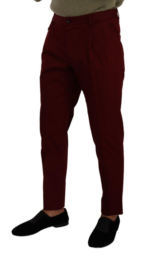 Dolce & Gabbana Dark Red Cotton Mens Chinos Trouser Dress Pants - Ellie Belle