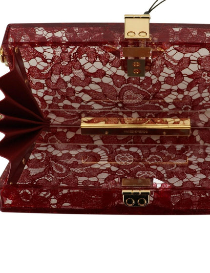 Dolce & Gabbana Dark Red Plexiglass Lace Shoulder Sling Clutch Bag - Ellie Belle
