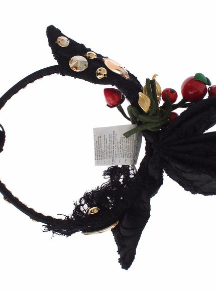 Dolce & Gabbana Diadem Headband Tiara Berry Fruit Crystal Bow Hair